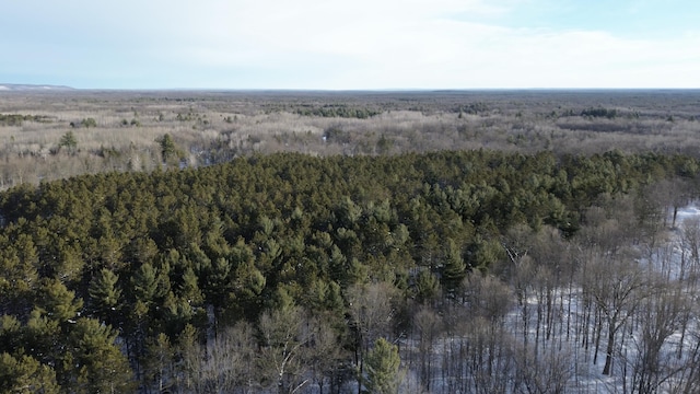 bird's eye view featuring a view of trees