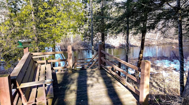 dock area featuring a water view