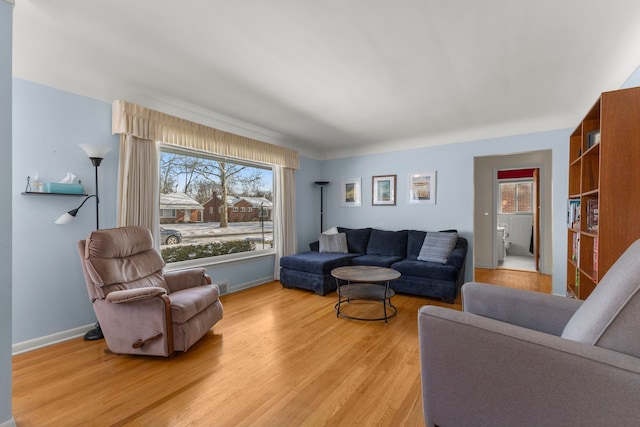 living room featuring light hardwood / wood-style flooring