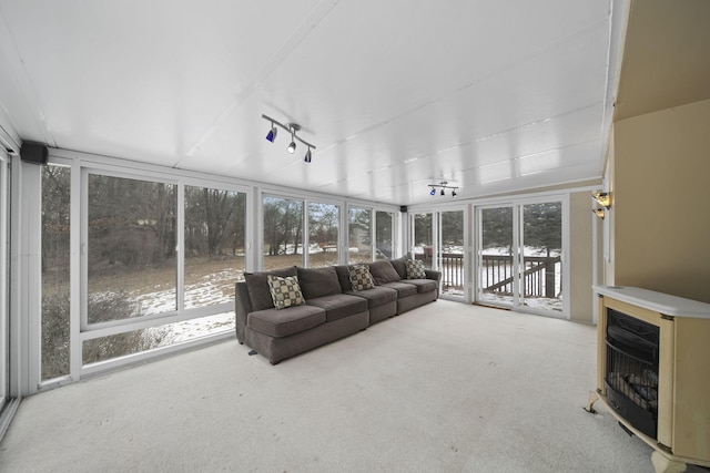 sunroom with rail lighting