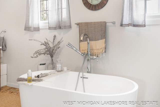 bathroom featuring sink and a washtub