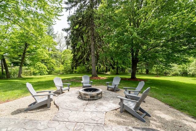 view of patio with an outdoor fire pit