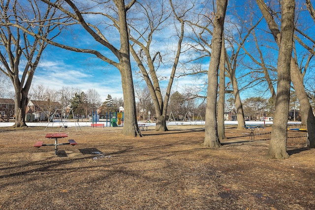 view of yard with a playground