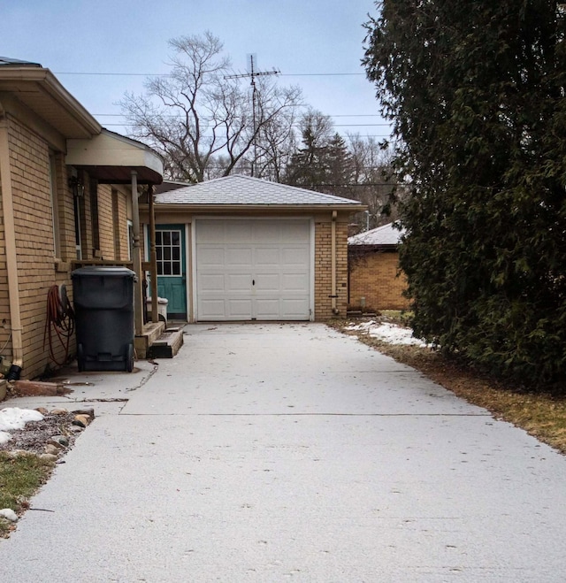 view of garage