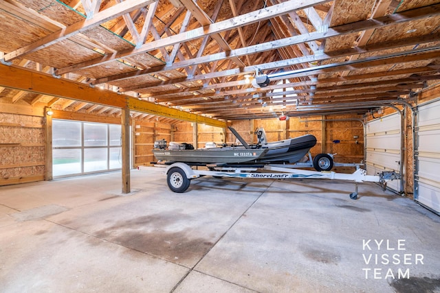 garage with a garage door opener