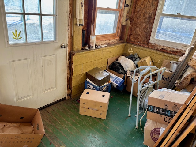 misc room with dark wood-type flooring