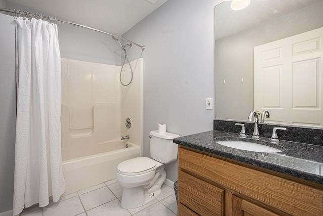 full bathroom with tile patterned flooring, vanity, toilet, and shower / bath combo