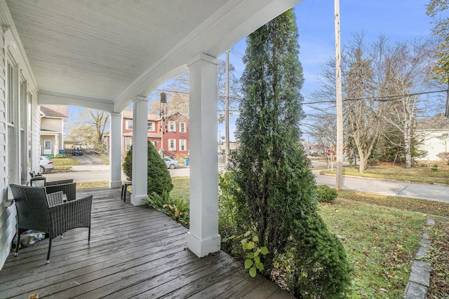 wooden deck with covered porch