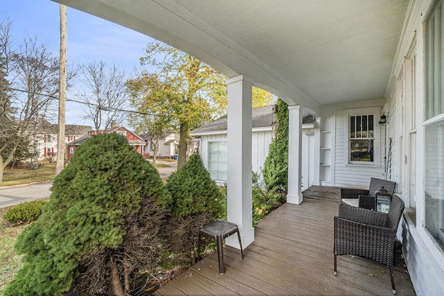 deck featuring covered porch