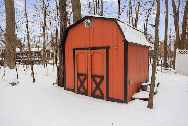 view of snow covered structure