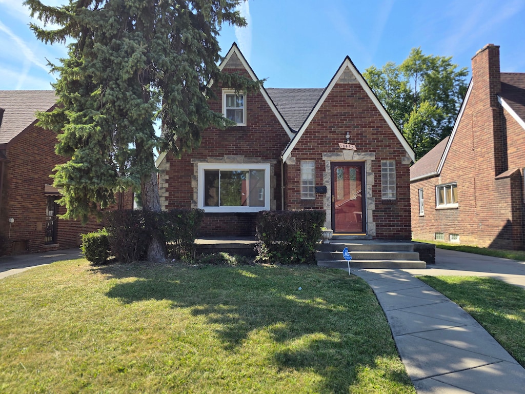 view of front facade with a front yard