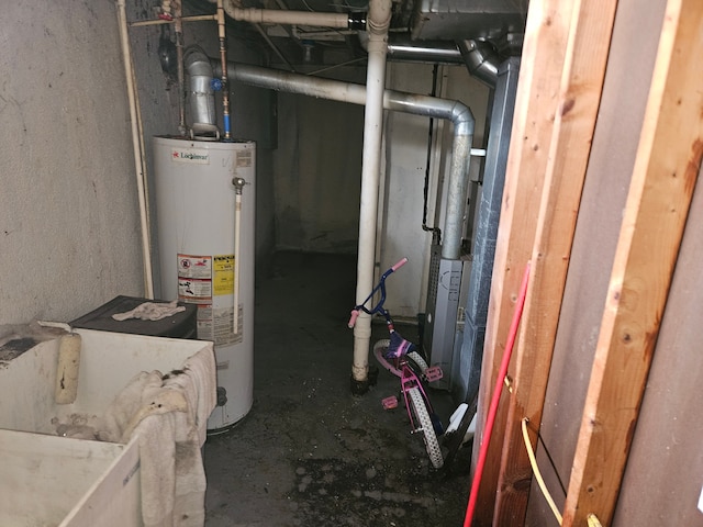 utility room featuring water heater