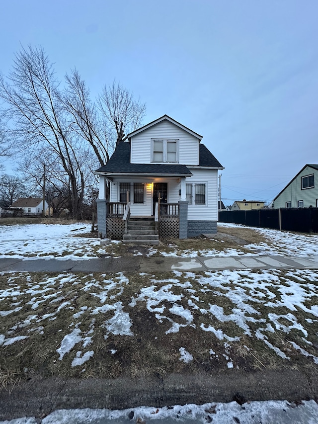 view of front of home featuring covered porch