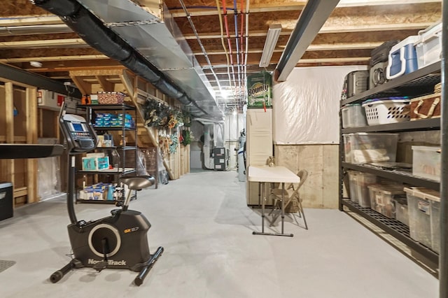 basement with heating unit