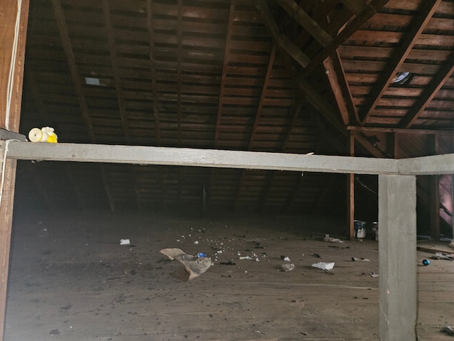 view of unfinished attic