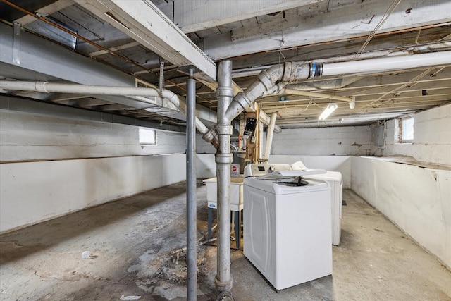 basement featuring washer / clothes dryer