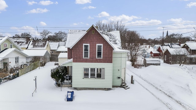 view of snow covered exterior