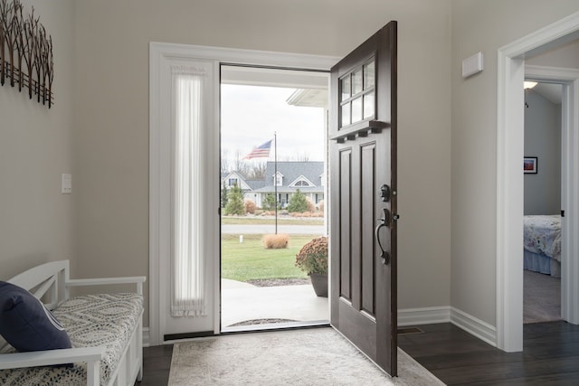 foyer featuring dark hardwood / wood-style flooring