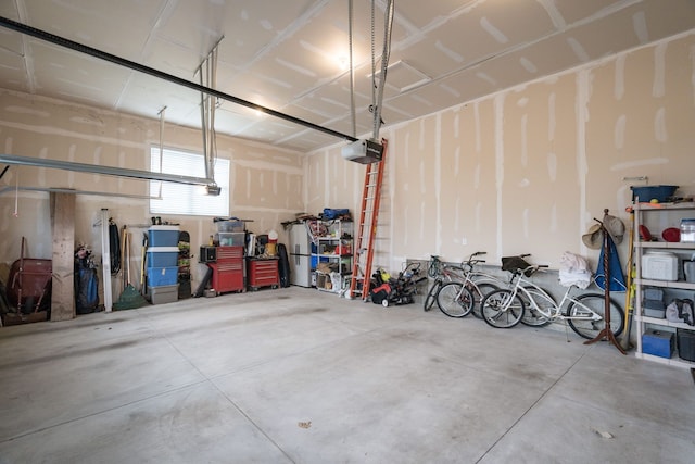 garage with a garage door opener