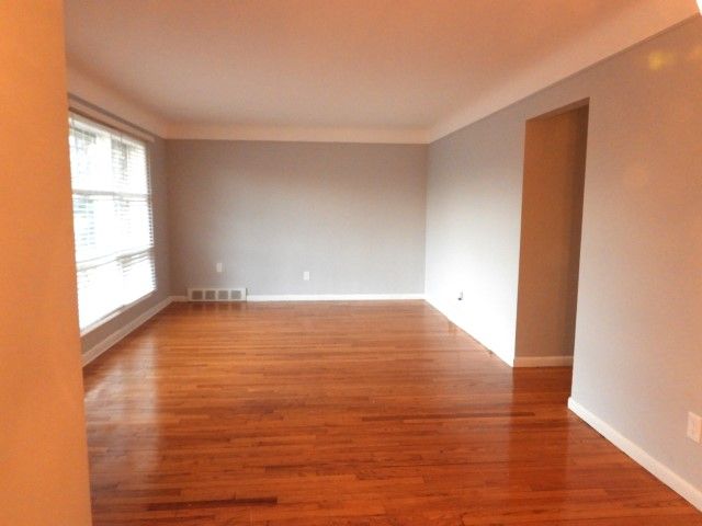 empty room featuring wood-type flooring and ornamental molding