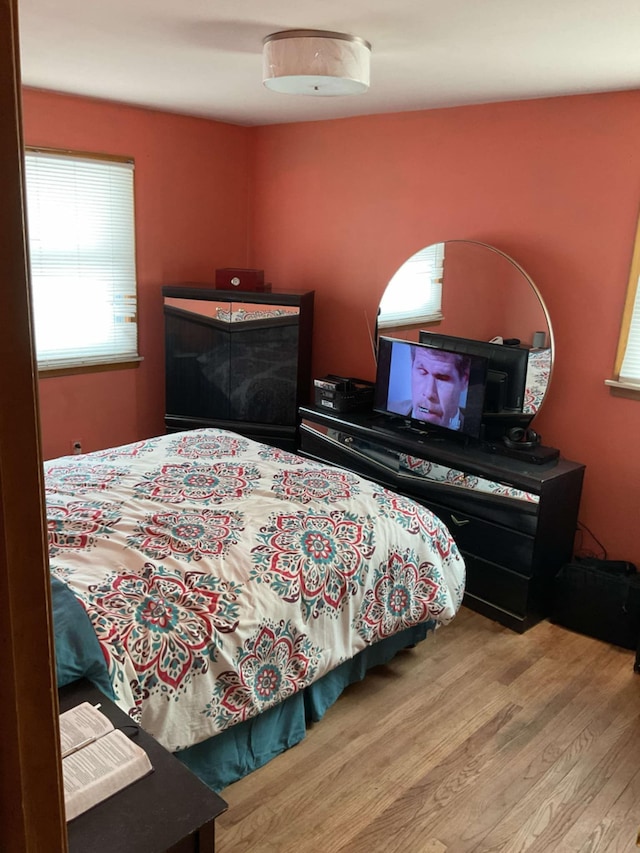 bedroom with hardwood / wood-style flooring