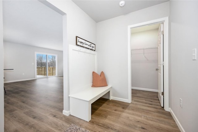 mudroom featuring wood-type flooring