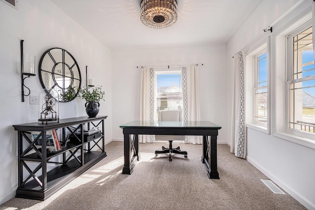 home office featuring carpet floors