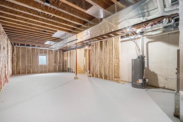 basement with gas water heater