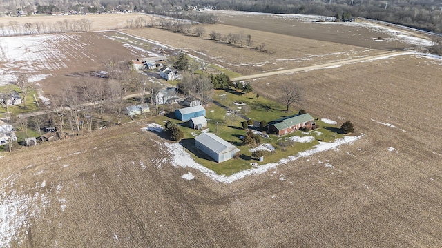 birds eye view of property featuring a rural view