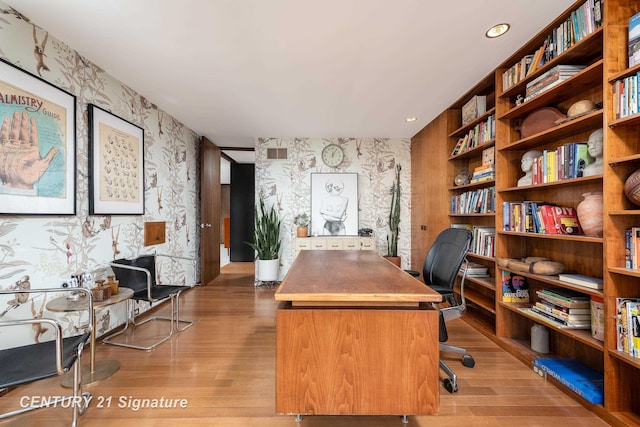 office area featuring hardwood / wood-style flooring