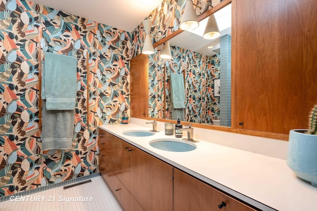 bathroom featuring vanity and tile patterned floors