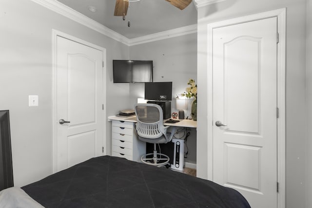 bedroom featuring crown molding