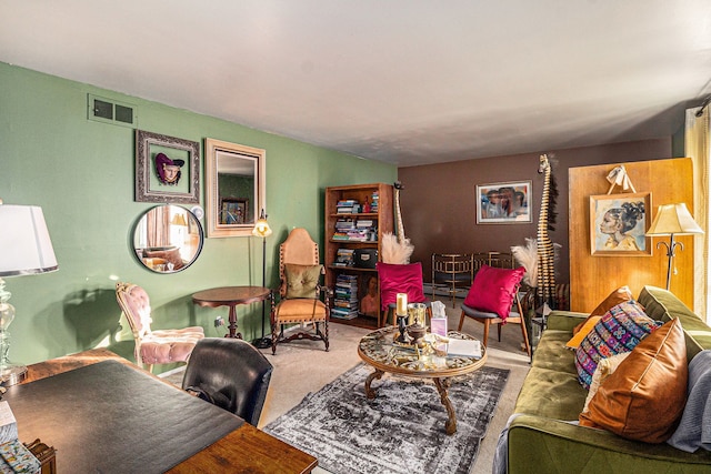 living room featuring carpet flooring