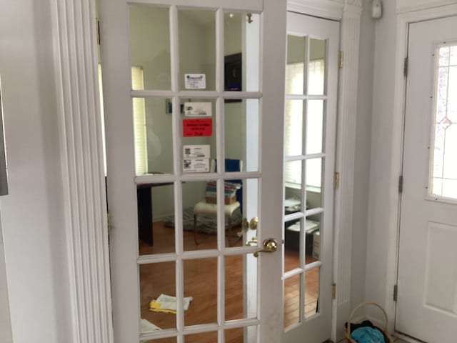 doorway to outside featuring french doors and a healthy amount of sunlight