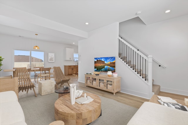 living room featuring light hardwood / wood-style floors