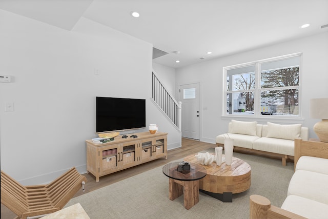 living room featuring light hardwood / wood-style flooring