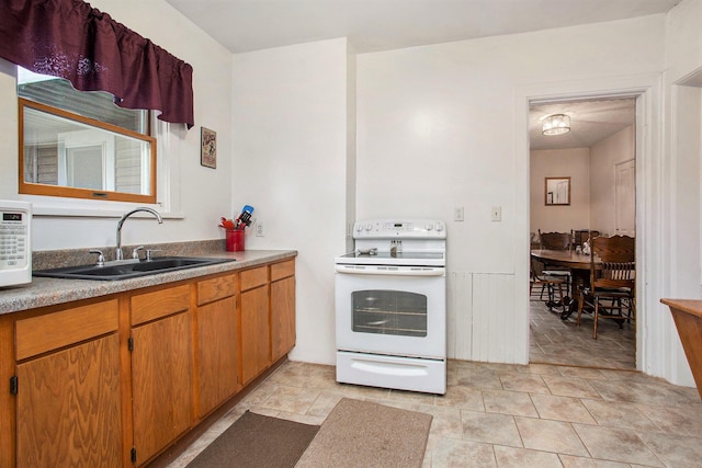 kitchen with sink and electric range