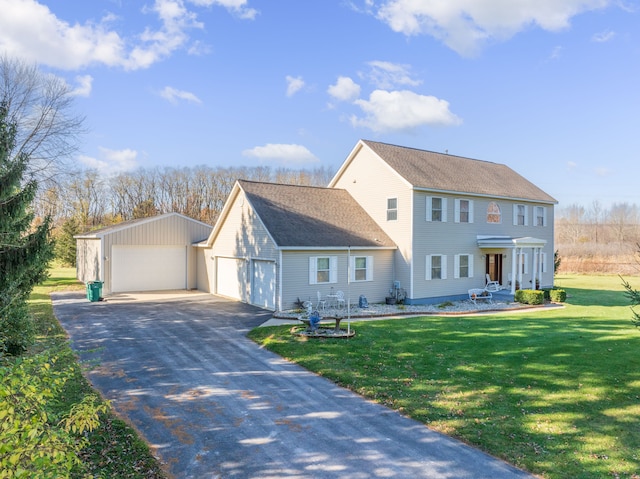 view of front of home featuring a garage and a front yard