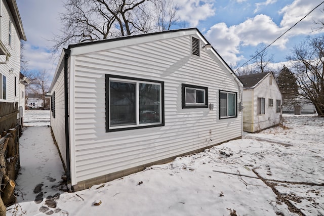 view of snow covered exterior