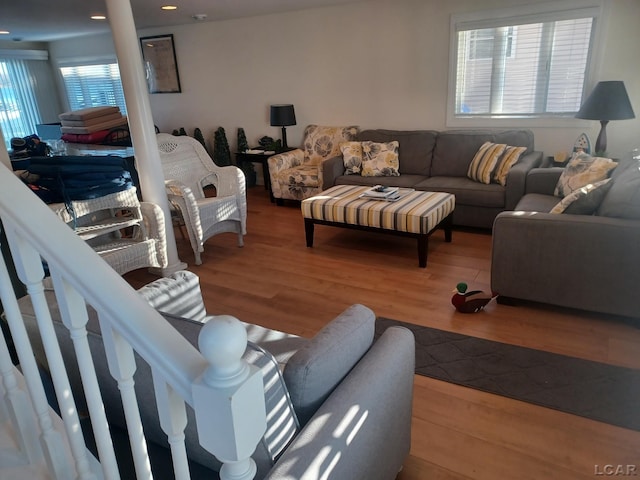 living room featuring wood-type flooring