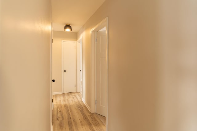 hall with light hardwood / wood-style floors