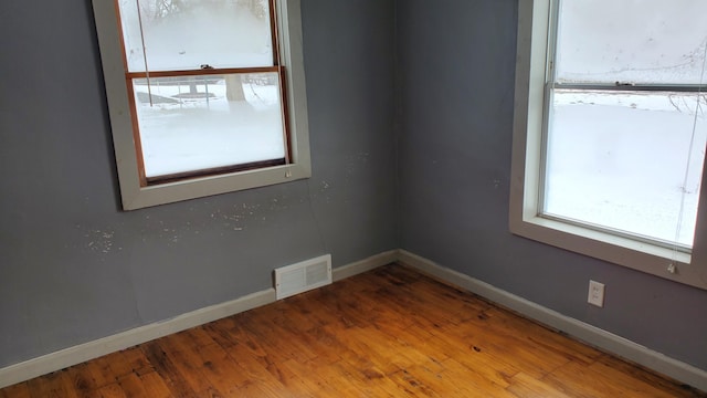 spare room featuring wood-type flooring