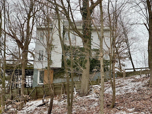 view of snow covered exterior