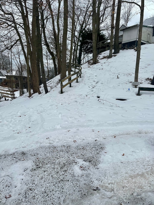 view of yard covered in snow