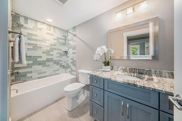1115 Nature Trl, Manchester, MI 48158 - full bathroom featuring vanity, toilet, and tiled shower / bath combo