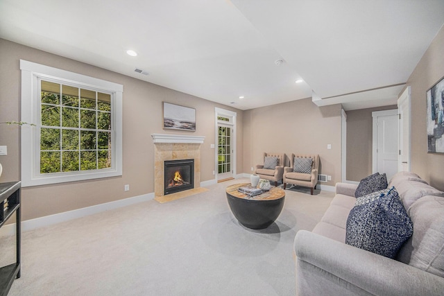 1115 Nature Trl, Manchester, MI 48158 - living room with a high end fireplace and light colored carpet