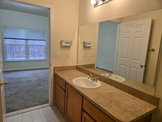 bathroom featuring vanity and tile patterned floors