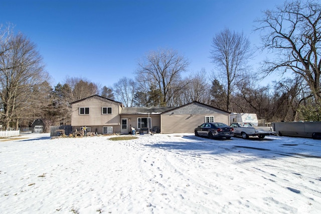 view of snow covered property