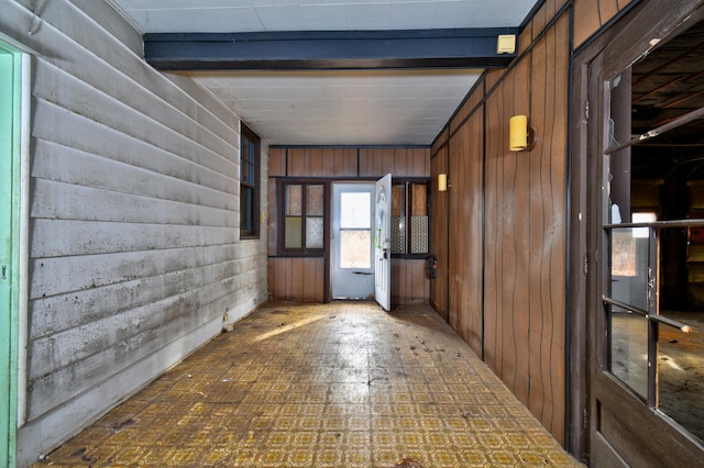 interior space with wood walls