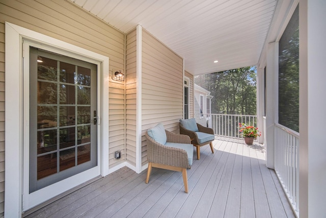 wooden terrace with covered porch